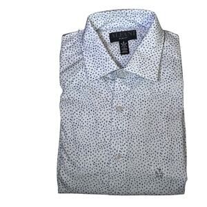 Alfani Men's Slim-Fit Dash-Print Dress Shirt white cobalt 15-15.5 32-33 $65